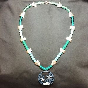 Sea Ocean Themed Necklace Green Blue and Fish